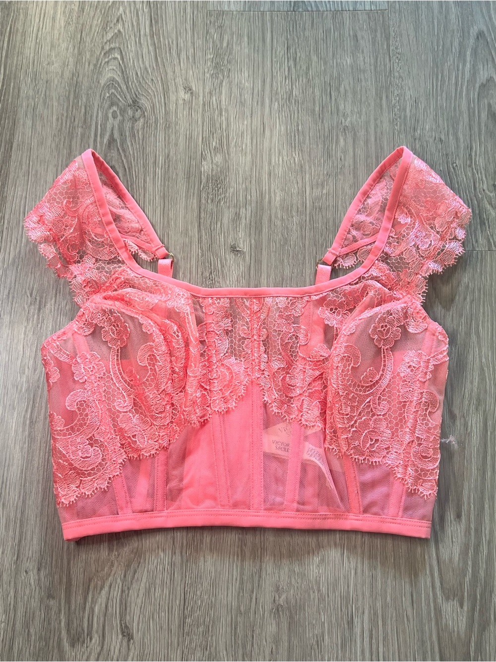 Victoria's Secret Coral Pink Lace Camisole Corset Top